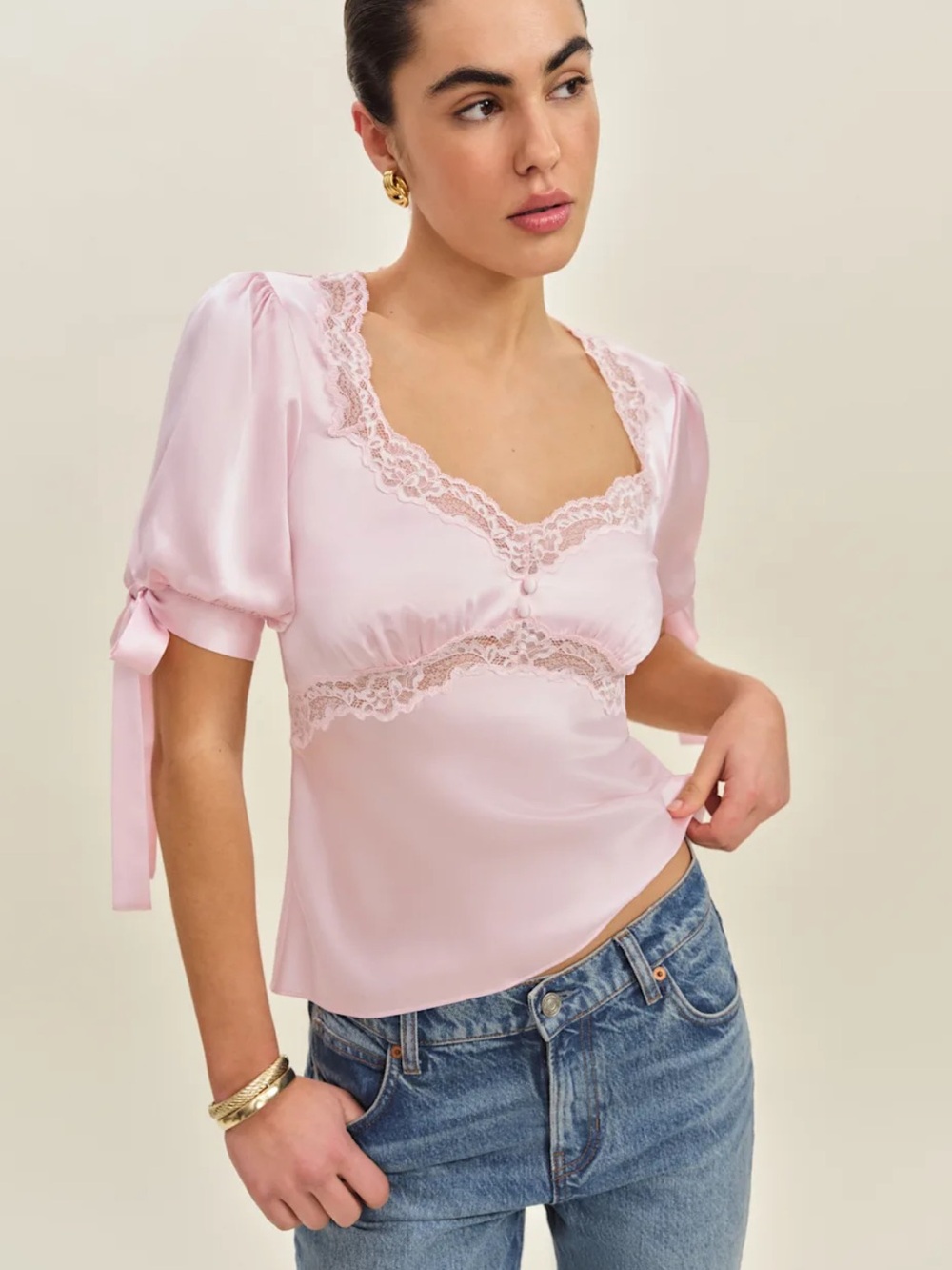 Reformation Dolly Silk Top